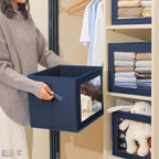 Homsorout Stackable Storage Bins with Lids - Large Storage Box with Lids, Foldable Closet Boxes for Organizing, Wardrobe Clothes Organizer with Window, Cubes Bins for Living Room, 4 Pack, Navy Blue - Image 5