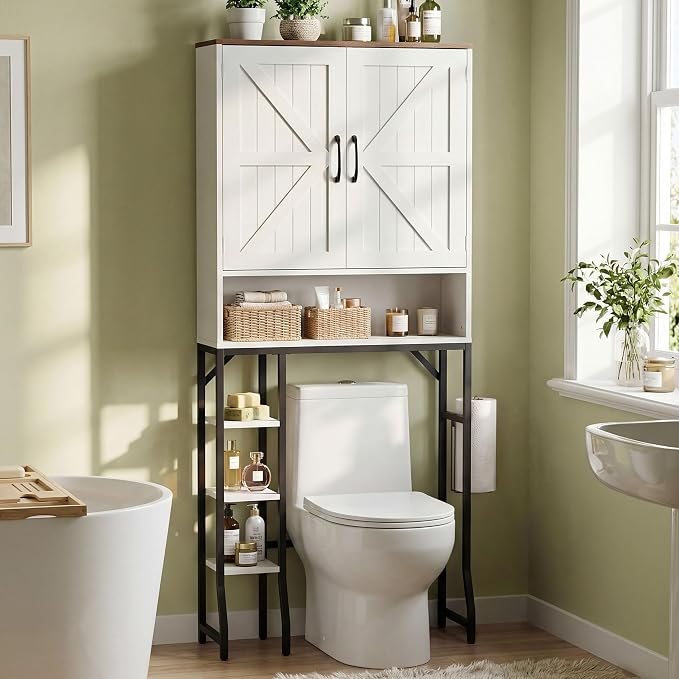 Over The Toilet Storage Cabinet,31" W Bathroom Organizer, White by Unknown