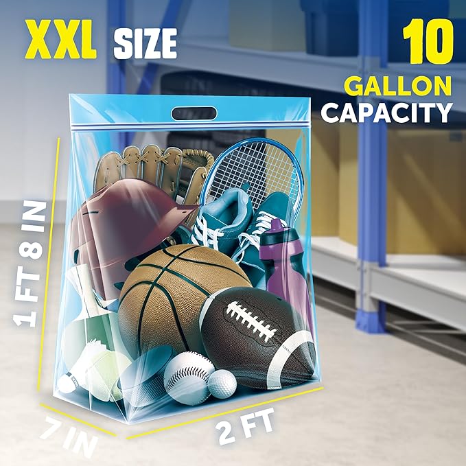 Ziploc Big Bags 10 Gallon XXL, Reusable Large-Capacity Plastic Storage Bags, 8 count - Image 2