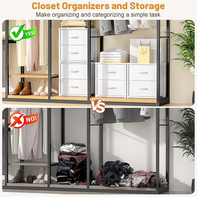 DAOUTIME 2-Pack Stackable Storage Drawers (4 Drawers Total), White Closet Organizer with Wooden Top & Metal Frame, Freestanding or Stackable Dresser for Bedroom, Living Room, Under Bed - Image 6