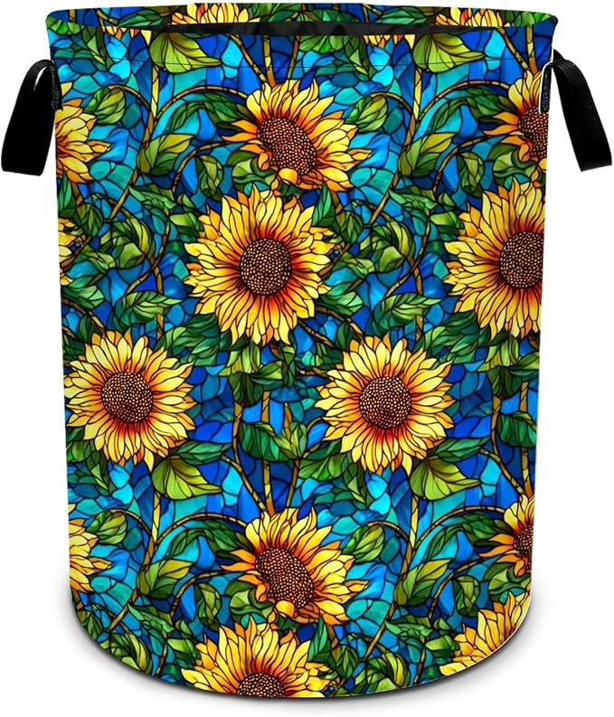 Sunflowers Laundry Basket Foldable Oxford Laundry Hamper With Handle For Room Bathroom Bedroom by Yopiiefa