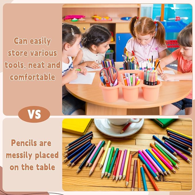 6 Pack Classroom Caddy Organizer with Handle, 6 Compartments, Morandi - Image 4