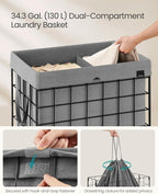 SONGMICS Laundry Hamper, Collapsible, 34.3 Gal. (130L) - Image 3