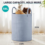 YOUDENOVA Cotton Rope Laundry Hamper Basket, 58L Blanket Basket for Nursery - Image 3