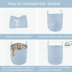 XUANGUO Cotton Rope Laundry Basket Hamper for Clothes, light blue - Image 6