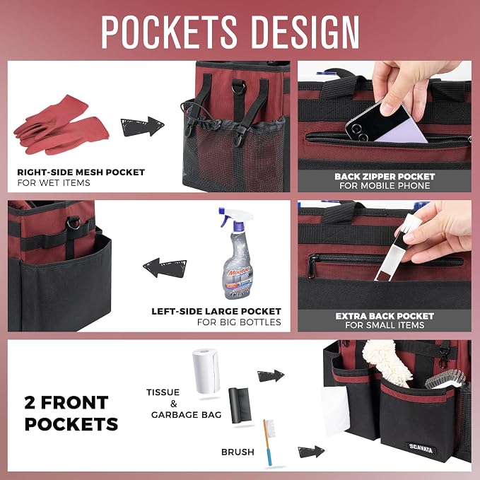 SCAVATA Compact Wearable Cleaning Caddy with Handle & Shoulder Straps - Image 2