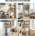 Over The Toilet Storage Cabinet, Freestanding Bathroom Shelf with Hooks - Image 5