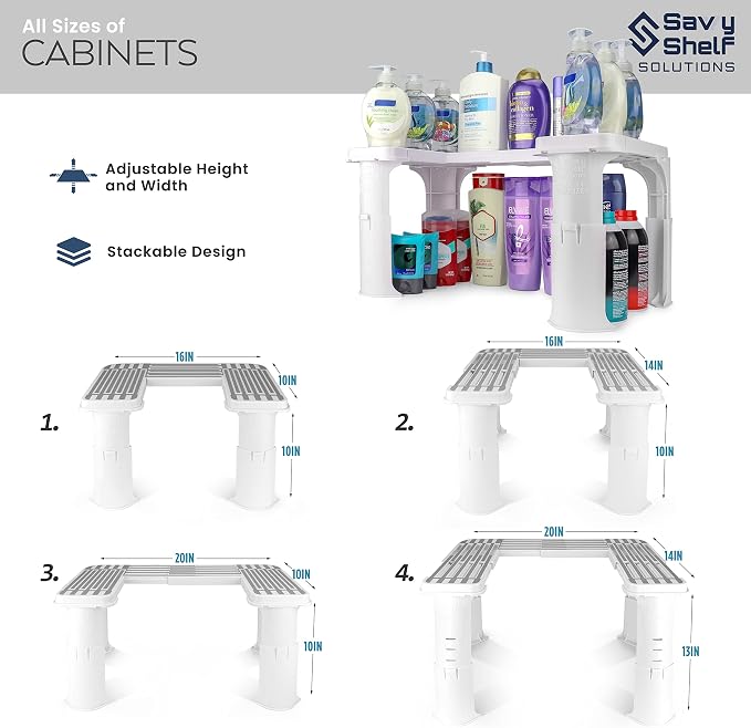 Expandable Under Sink Organizer and Storage I Bathroom Under the Sink Organizer Kitchen Under Sink Shelf I Cleaning Supplies Organizer Under Sink Storage I EXPANDABLE HEIGHT DEPTH & WIDTH - Image 7
