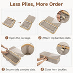 StorageWorks 7" Low Profile Underbed Storage Containers with Bamboo Frame | Strong Frame Resists Sagging, Buckle Flip-Top Lid, Fabric Handles, Foldable Stackable Design, for Dorms, Bedrooms & Closets - Image 8