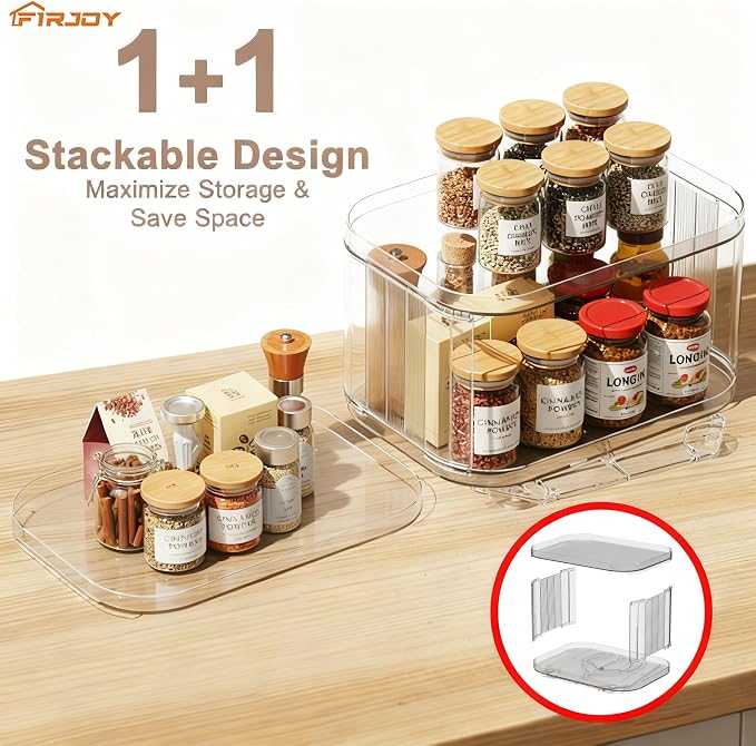 Lazy Susan Organizer for Cabinet, Pantry, Countertop (2 Tier 14" x 10" Clear - 1 Pack, Rectangular) - Image 5