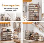 WOWLIVE 9 Tier 2-Column Shoe Rack, 30-35 Pairs Stackable Brown - Image 5