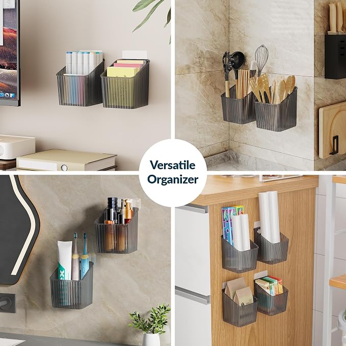 NiHome 4-Pack Cabinet Door Organizer, Adhesive RV Camper Wall Storage Caddy - Image 7