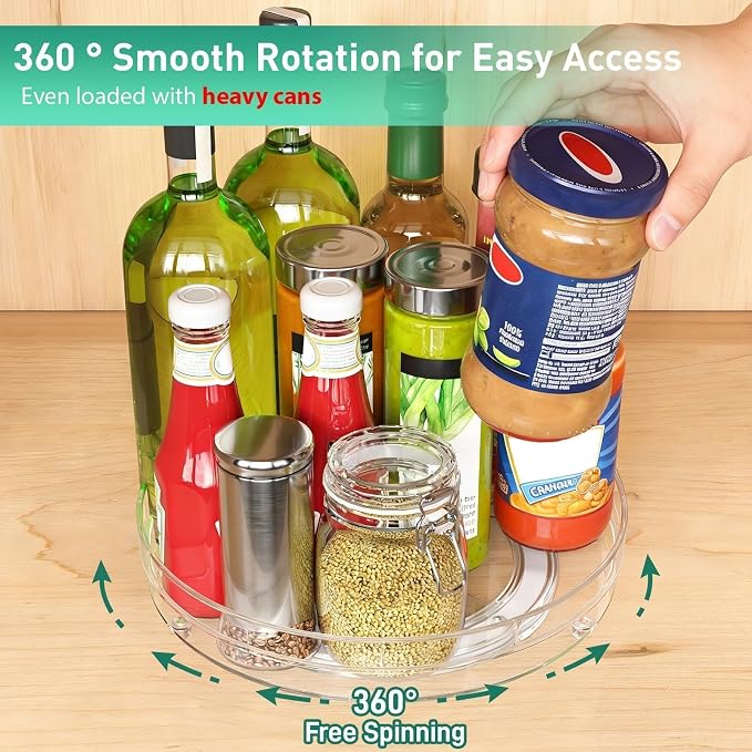 Optish 4 Pack 9.5" Lazy Susan Organizer for Cabinet, Non-Skid Turntable - Image 2