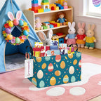 Rectangular Collapsible Laundry Basket with Side Handles, Blue Easter eggs - Image 5
