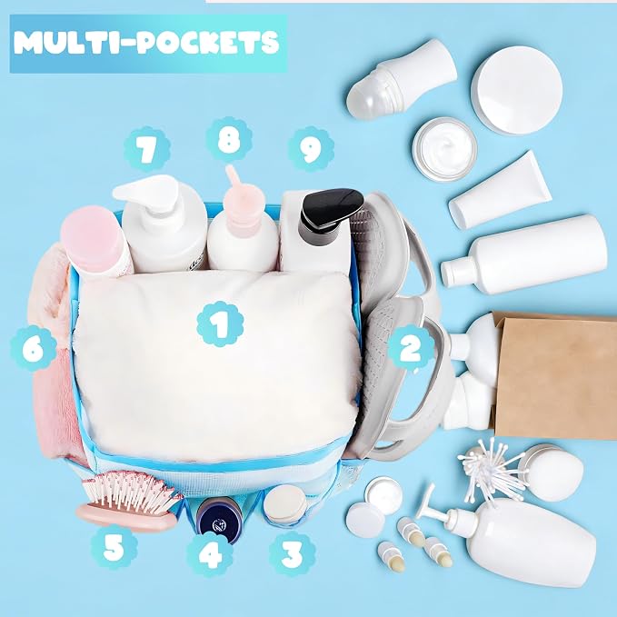 Mesh Shower Caddy Portable - 9 Pockets for College Dorm Room Essential - Image 5