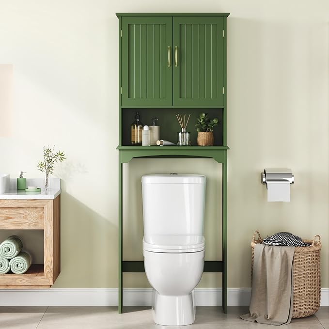 Yaheetech Over the Toilet Storage Cabinet, Bathroom Organizer, Green - Image 2