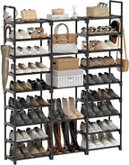 WOWLIVE 9 Tier 3-Column Shoe Rack, 50-55 Pairs Stackable Black by WOWLIVE