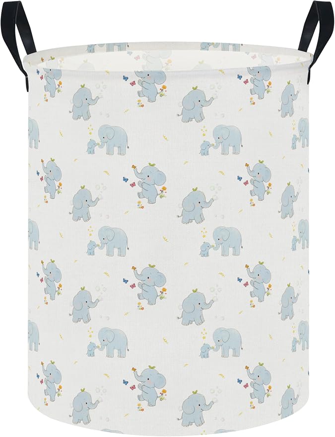 Waterproof Laundry Hamper, Joyful Elephant by NTAOHAMPER