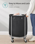 SONGMICS Laundry Basket with Wheels,190L, Steel Frame, Removable Bag - Image 8