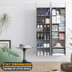 SpaceAid 2 Pack Hanging Closet Organizer and Storage with Dividers, 24 Compartments Hanging Shoe Shelves for Closet, Wardrobe, RV, Garment Rack - Grey - Image 7