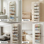 HOMELUX THEORY Over the Door Organizer, 6-Tier, 100D Fabric, Ivory 2pc | Over the door shoe organizer, 50 lbs capacity, 12 side mesh pockets, 100D extra thick fabric, Closet & entryway storage - Image 4