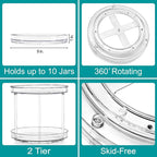 Sorbus Lazy Susan Organizer, Clear Turntable Organizer (2 Tiered) - Image 2
