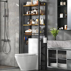 Over-The-Toilet Storage Rack, 4-Tier Bathroom Organizer Shelf Over Toilet with Adjustable Shelf and Basket, Freestanding Space Saver Bathroom Shelves Above Toilet for Room (Rustic Brown) by SalakitaHome