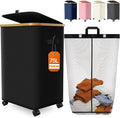 Laundry Hamper with Wheels, 75L Rolling Laundry Basket, Removable Inner Bag by Fzzcvo