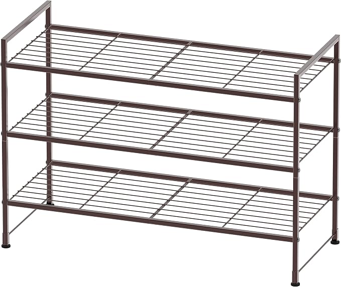 Simple Houseware 3-Tier Stackable Wired Grid Shoe Rack, Bronze by SimpleHouseware