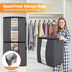 SpaceTrove Clothes Storage Bags, 8-Pack Comforter Blanket Organizers, 80L Large Capacity Containers with Visual Window for Clothing, Quilt, Sheet, Pillow, Closet Organization for Bedding (Grey) - Image 6