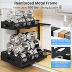 Under Sink Organizer, 2 Tier Pull Out Under Cabinet Organizer Shelf with Pad for Framed Cabinets, Metal Slide Out Under Sink Storage, Mesh Sliding Drawers for Kitchen Bathroom Laundry(Black, 1 Pack) - Image 7