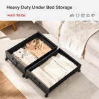 FOUCSSOMEI Under Bed Storage with Wheels, Wooden Under Bed Drawers On Wheels, Rolling Under Bed Shoe Storage, Space Saving, Black,30L - Image 3
