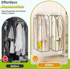 LANDNEOO 6 Pack Clear Garment Bags for Hanging Clothes with Zippers on Double Sides - 10'' Clothes Storage for Coat, Dress, and Fur in Closet - 40'' Long Suit Bags - Image 5