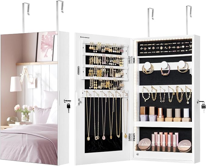 SONGMICS Lockable Jewelry Cabinet Armoire with Mirror, Wall-Mounted by Unknown