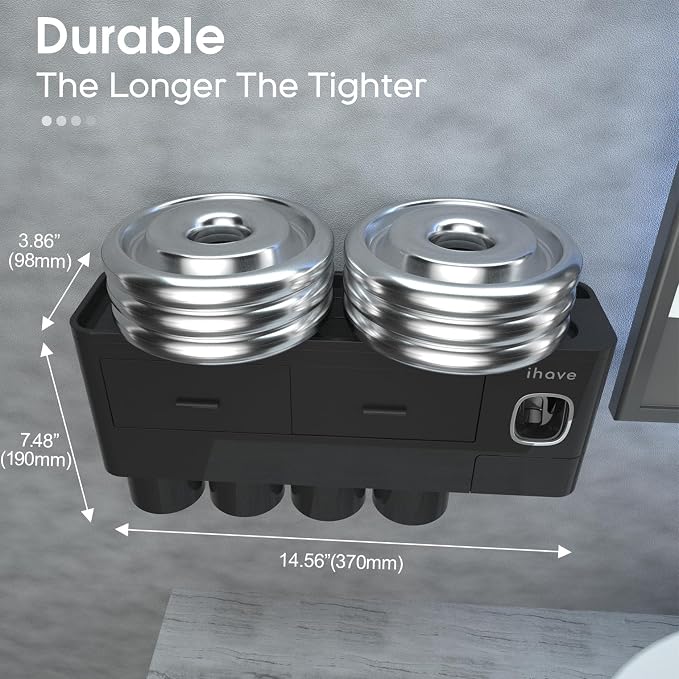 iHave Toothbrush Holders Wall Mounted with Toothpaste Dispenser & 4 Cups - Image 2