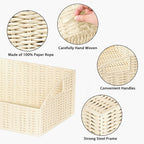 Pantry Baskets for Organizing, Wicker Storage Basket Beige - Image 3