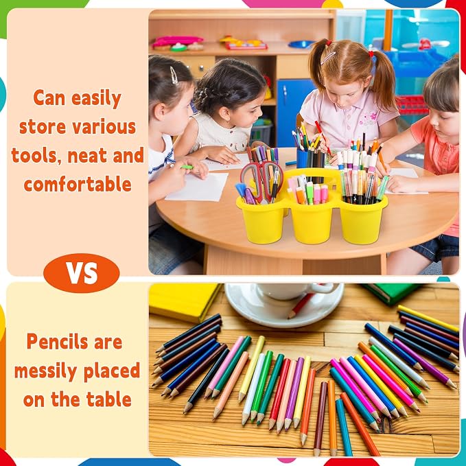 6 Pack Classroom Caddy Organizer with Handle, 6 Compartments, Colorful - Image 4