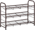 SONGMICS 3-Tier Stackable Metal Shoe Rack, Holds Up to 12 Pairs of Shoes | Shoe Organizer for Closet, Entryway, and Small Spaces, with Adjustable Slanted Shelves, Bronze, DAVIAN Collection ULMR066A01 by Unknown