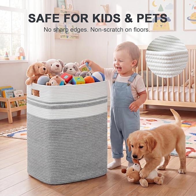 OIAHOMY 91L Laundry Hamper, XXXLarge Collapsible Laundry Basket Gray - Image 4