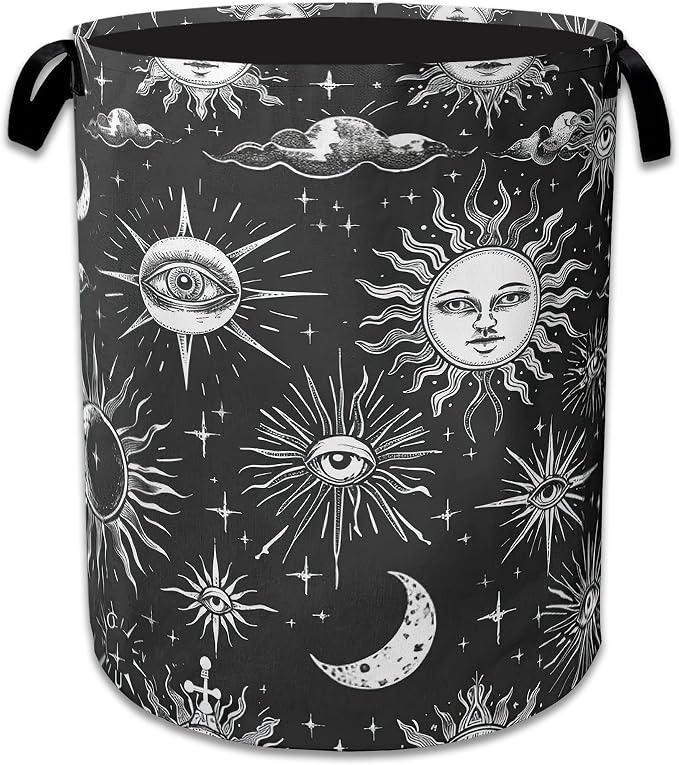 Sun Moon Laundry Basket Collapsible Laundry Hamper Oxford Storage Bin for Clothes Storage, Toy Organizer, Books and Sundries 16" X 20.8" by NSMNSM