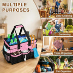 ALSLEA Large Cleaning Caddy Bag - 15" x 10.5" x 9" Heavy-Duty Organizer Tote for Housekeepers, Janitors & Home Cleaning Supplies with Adjustable Shoulder Strap & Multiple Pockets (Pink) - Image 5