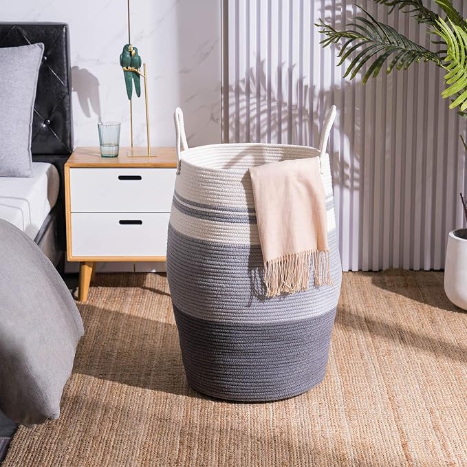 Large Laundry Basket Hamper Woven Blanket Basket Clothes Hamper - Image 4