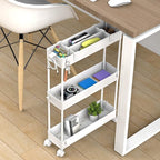 SPACELEAD Slim Storage Cart 3 Tier,Bathroom Organizer Rolling Utility, Mobile Shelving Unit Slide Out for Office, Kitchen, Laundry Room & Narrow Places,White - Image 3