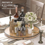 AMH 24-Inch Extra Large Farmhouse Oak Lazy Susan Organizer - Image 3