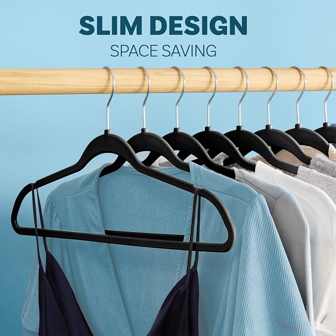 DEILSY™ Non-Velvet Black Plastic Hangers Slim Hangers 50 Pack for Closet | Space saving hangers, modern black hangers, thin hangers for shirts, jackets, coats and everyday clothing - Image 5