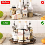 12" Lazy Susan Turntable Organizer,Round Wooden Lazy Susan Organization and Rotating Spice Rack for Dining Table,Pantry,Kitchen Countertop,Vanity,Cupboard and More.Vintage Wood(Petal Shape) - Image 2
