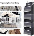 TYMENSH Gray Over Door Organizer with 4 Large Clear Pockets, Neutral Hanging Door Storage for Closet, Bathroom, Bedroom, Dorm, Nursery, Toys, Toiletries, Baby Essentials - Image 6