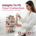 Masirs 360 Rotating Makeup Organizer Countertop, Adjustable Shelf, White - Image 4
