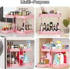 2 Packs Under Sink Pull-Out Storage Organizers, 12.8 Inches, Pink - Image 6