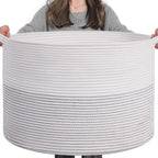 INDRESSME XXXLarge Woven Rope Blanket Basket Living Room White, 90L by INDRESSME